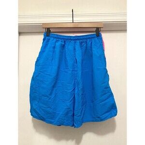 Vintage 80s 90s Bathing Suit Swim Trunks Mens XL Neon Blue Pink Surf Shorts